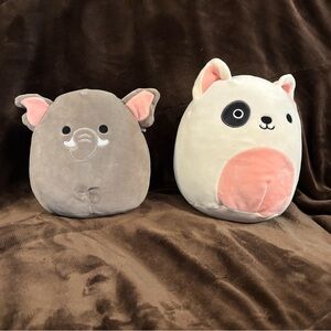 Squishmallows Gray Elephant and White Cat Plush Set